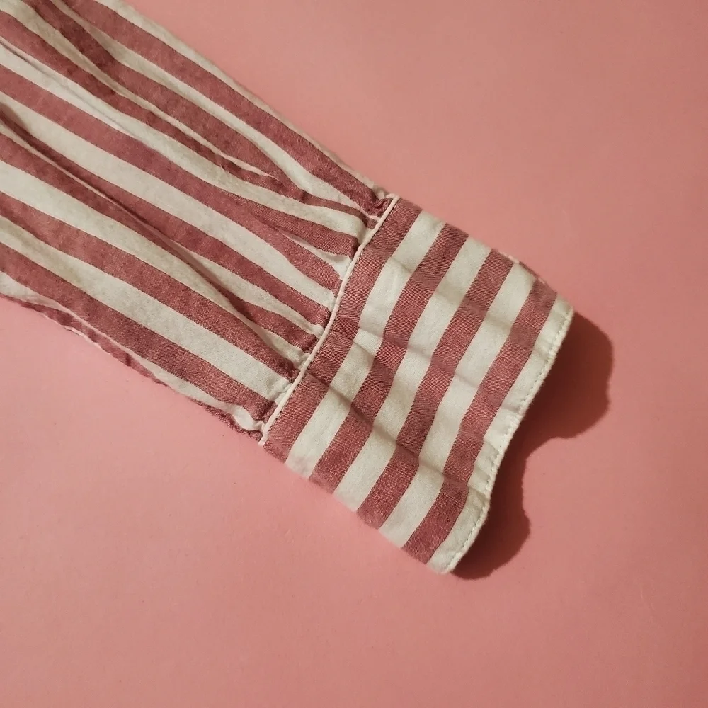 ⛱️ H&M Red and White Strip Button Down Top Beach Nautical Retro ⛱️ - Picture 4 of 8